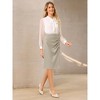 Hobemty Women's Wear to Work Elastic High Waist Pleated Bodycon Midi Skirts - 3 of 4