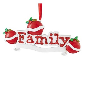 Polarx 2.5 Inch Red Family Christmas Tree Ornament , Glittered Holiday (1PC) - 1 of 4