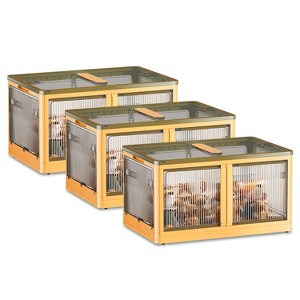NewHome 3Pcs Foldable Storage Bins with Lid 4 Doors Collapsible Stackable Closet Organizer Containers with Lock 4Pcs Wheels - 1 of 4