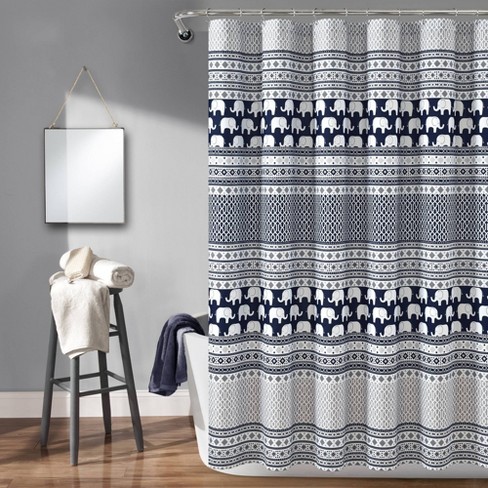 72 X72 Elephant Striped Shower Curtain, Shower Curtain Navy Stripe
