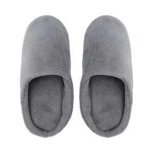 Unique Bargains Coral Fleece Elastic Slippers Disposable Slippers Beige Gray 1 Pair - 1 of 4