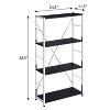 TOAOTBNBO Wide Bookcase with X-shape Cross Bar Design, 4-Tier Storage Bookshelves for Home Modern Corner Book Shelf for Decoration, Black - 3 of 4