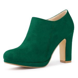 Allegra K Women's Platform Round Toe Chunky Heel Ankle Booties - 1 of 4