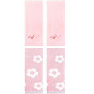 REGALWOVEN 4 Pcs Cute Floral Pattern Cotton Bathroom Soft Absorbent Hand Towel - 1 of 4