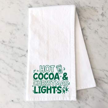City Creek Prints Hot Cocoa And Christmas Lights Tea Towels - White