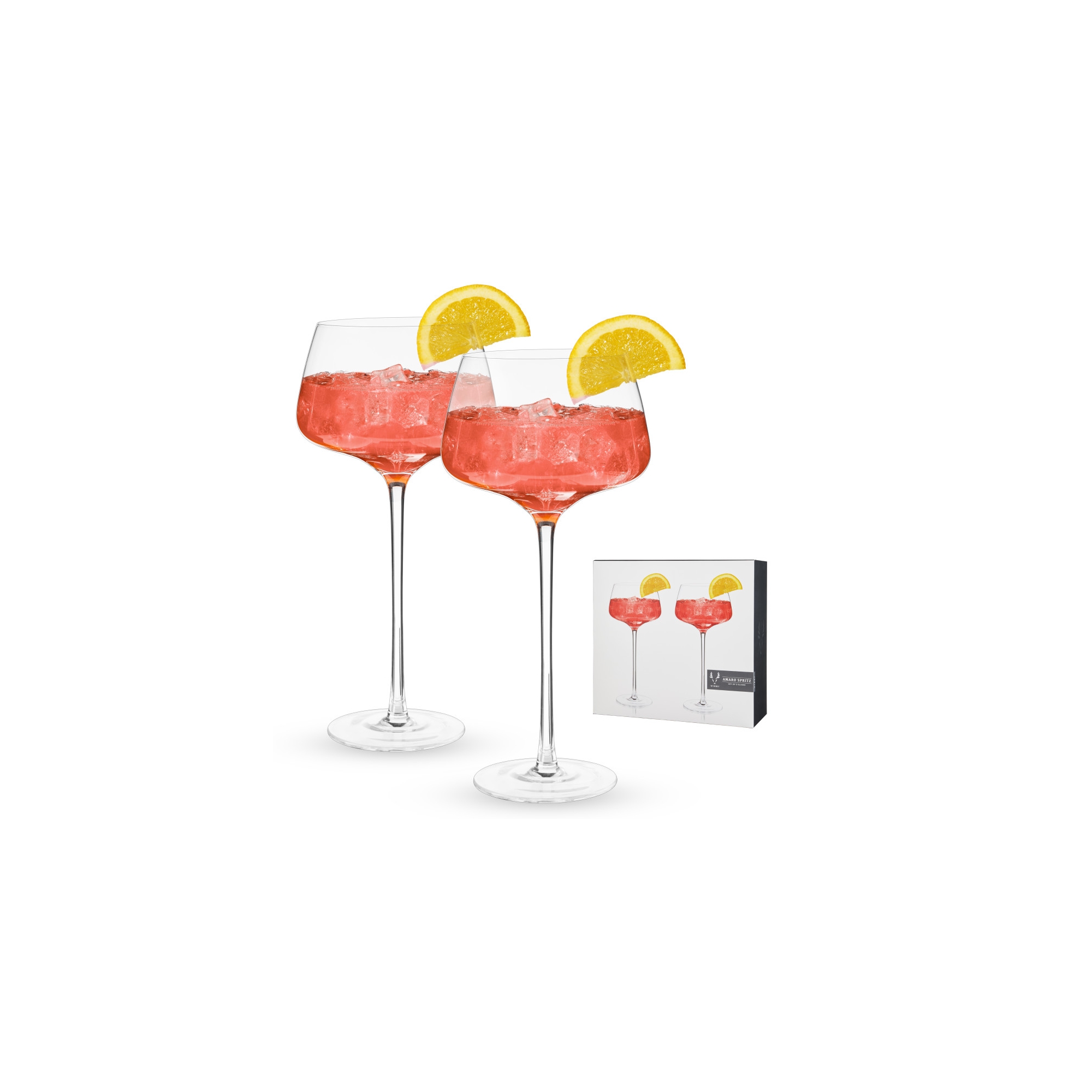 Viski Raye Angled Crystal Amaro & Aperol Spritz Glasses Set of 2, Lead Free Glassware for Aperol, Americano, White Port & Tonic, Wedding Gifts, 16 oz