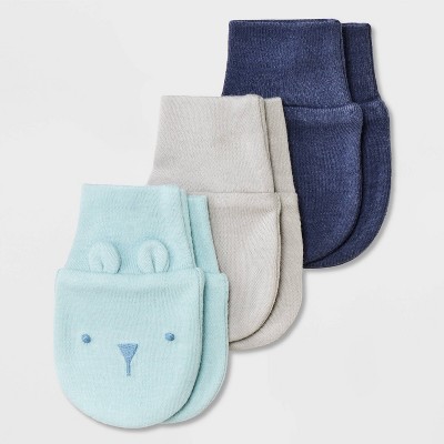 Image of Baby Boys' 3pk Cotton Mittens - Cloud Island™ Blue
