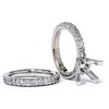 Pompeii3 1 1/2ct Pave Diamond Engagement Wedding Ring Set 14K White Gold - 2 of 4