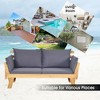Bestier Adjustable Patio Convertible Sofa, Acacia Wood Porch Couch Sofa Bed with Adjustable Armrest, Outdoor Daybed with Cushions, Outside Couch Bench - 4 of 4