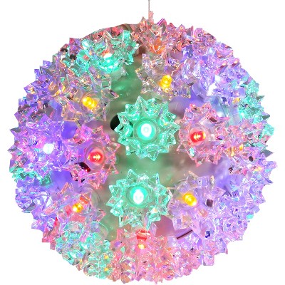 Sunnydaze 5" Electric Plug-In Indoor/Outdoor 50ct LED Lighted Ball Hanging Ornament - Red, Orange, Green and Blue