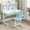 Costway Kids Desk Chair with Adaptive Double Backrest, Adjustable Height, Breathable Seat Gray/Blue/Pink - 2 of 4