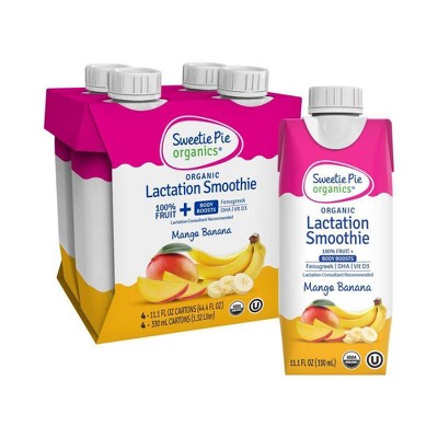 Sweetie Pie Organics Mango Banana Lactation Smoothie - 11.1 fl oz/4pk