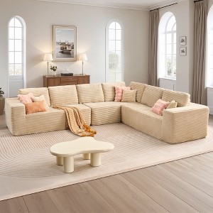 XIZZI Modular Sectional Sofa Couch, L/U-Shape Upholstered Couch, Modern Minimalist Couches for Living Room, Free Combination Deep Seat Corner Couch - 1 of 4