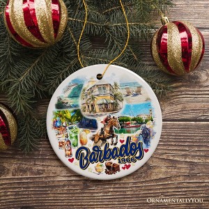 Artistic Tropical Barbados Landmarks and Beaches Ornament, Travel Caribbean Paradise Christmas Souvenir| OrnamentallyYou - 1 of 4