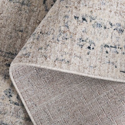 Distressed Blue and Gray Synthetic Rectangular Area Rug