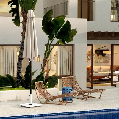 White Metal Square Patio Umbrella Base with Adjustable Pads