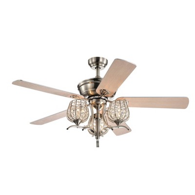 52" x 52" x 25" Dietrich Satin Nickel Lighted Ceiling Fan Metallic - Warehouse Of Tiffany