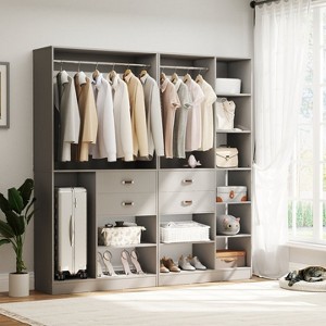 Aheaplus Set of 2 Freestanding Closet Storage Organizer with Hanging Rods, 79''W Closet Organization with Drawers and Shelves - 1 of 4