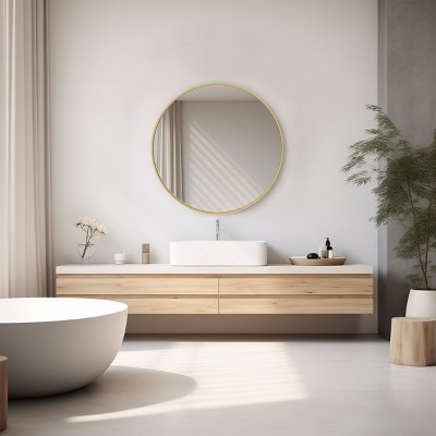 SEVOBAL Decorative Wall Mirrors Circular Wall Accent Mirror Stylish Resistant Frame Elegant Design For Multi Room, Gold, 23.9"*0.7"*23.9"