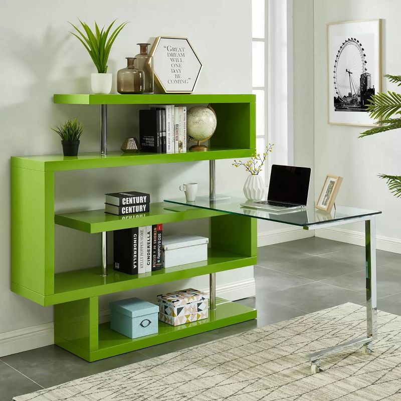 54.5&#34; Rycel Modular L-Shape Bookshelf Desk Green - miBasics, 3 of 7