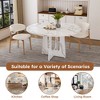 ORRD 47.24" Round Dining Table for 4, Farmhouse Marble White Finish Kitchen Table, 300lb Capacity - 4 of 4