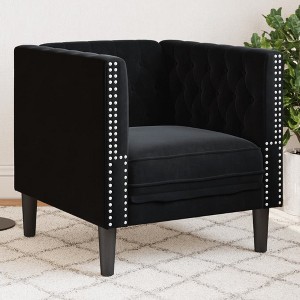 vidaXL Chesterfield Sofa Chair Black Velvet - 1 of 4
