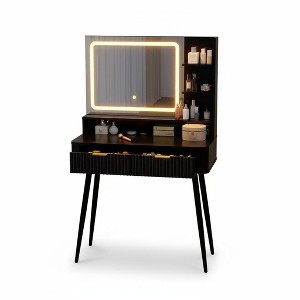 Makeup Vanity with LED Lighted Mirror & Power Outlet,Dressing Table ...