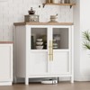 29" Large Buffet Sideboard Cabinet with 2 Glass Doors and Shelves, Farmhouse Storage Cabinet for Kitchen Dining Room, Living Room - 3 of 4