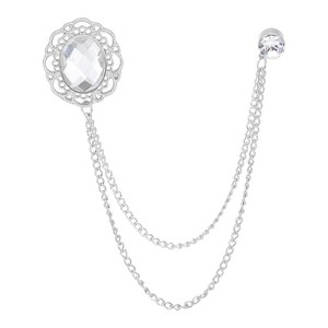 Unique Bargains Alloy Rhinestones Tassel Chain Hanging Fashion Durable Oral Brooch - 1 of 4