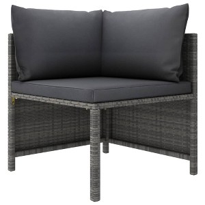 Sectional Corner Sofa with Cushions Gray Poly Rattan vidaXL - 1 of 4
