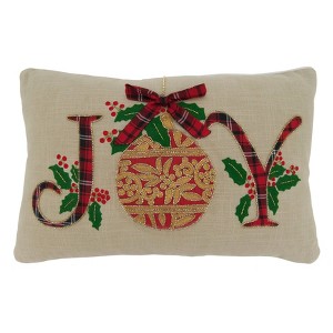 14"x22" Oversize Joy Holiday Design Lumbar Throw Pillow Cover - Saro Lifestyle: Cotton, Zipper Closure, Hand Wash - 1 of 3