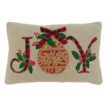 14"x22" Oversize Joy Holiday Design Lumbar Throw Pillow Cover - Saro Lifestyle