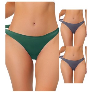 Allegra K Women's Unlined Satin Invisible Bikini Comfortable No-Show Thongs Multicolored - 1 of 4