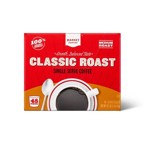 Premium Roast Medium Roast Coffee - Single Serve Pods - 48ct - Market  Pantry™ : Target