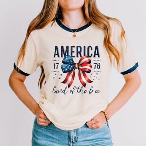 Simply Sage Market Coquette America Land Of The Free Ringer Tee - 1 of 4