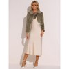 INSPIRE CHIC Women's Evening Bow Tie Front Turndown Collar Faux Fur Fluffy Cropped Coat - 3 of 4