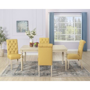 5-Piece Dining Set with Turned-Leg Table and 4 Tufted Chairs - 1 of 4