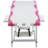 vidaXL 3-Zone Foldable Massage Table Aluminum White and Pink - 2 of 4