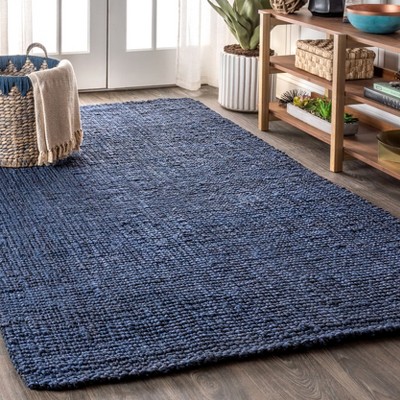 5'x8' Pata Hand Woven Chunky Jute Area Rug, Navy - Jonathan Y : Target