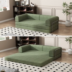 78.5" Convertible Sleeper Sofa Bed with Fixed-Shape Frame, Folding Mattress Couch, Washable Floor Sofa for Small Spaces, No Assembly Floor Couch - 1 of 4