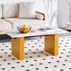 FURNIinspire Coffee Tables Modern Minimalist Coffee Table Dining Table, Coffee Table With Golden MDF Decorative Columns, White And Gold, 43"*24"*17" - 4 of 4