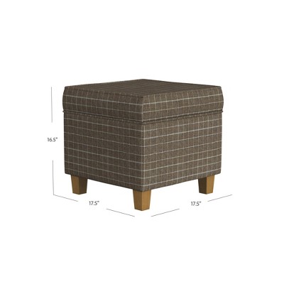 Cole Classics Square Storage Ottoman with Lift Off Top Light Brown Window Pane - HomePop