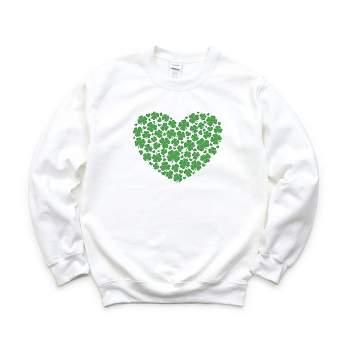 Simply Sage Market Women's Graphic Sweatshirt Shamrock Heart St. Patrick's Day