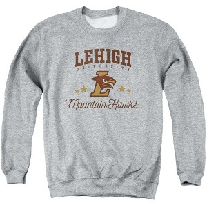 Lehigh University Official Mountain Hawks Adult Crewneck Sweatshirt, Athletic Heather - 1 of 4