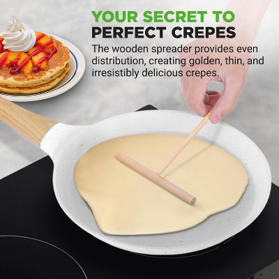 NutriChef 9.45” Non-Stick Crepe Pan with Wooden Spreader