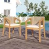 Modern Waterproof Fabric Upholstered Dining Arm Chair Set of 2,Indoor Rope Back Kitchen Dining Room Chair,Wooden Outdoor Dining Chair-Coolbibila - 2 of 4