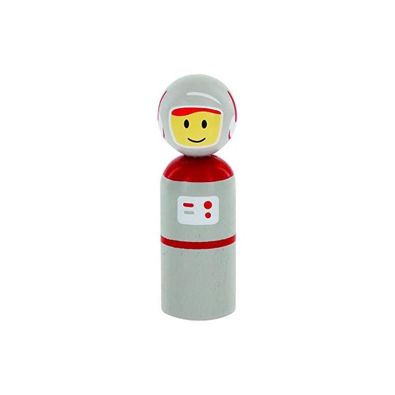 Wooden Stacker Toy Space Rocket - 6 Magnetic Stacking Pieces - Magnet Building Set w Astronaut Inside, Fun Game for Kids, 2 of 4