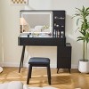 Modern Vanity Desk with LED Lighted Mirror,Space-Saving Makeup Table with 4 Drawers & Stool for Bedroom–The Pop Home - 2 of 4