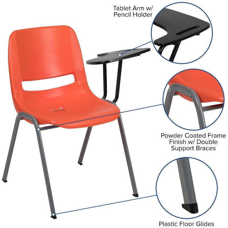 Flash Furniture Ergonomic Shell Chair with Left Handed Flip-Up Tablet Arm, 5 of 13