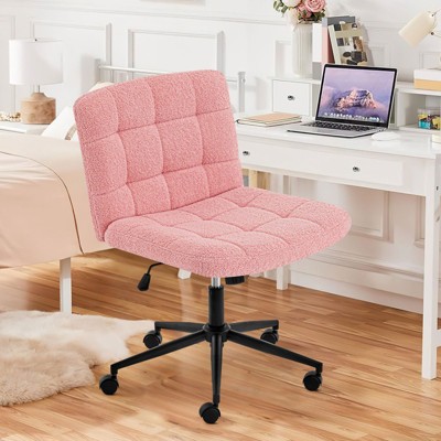 NicBex 25"Wide Cross Legged Chair Teddy Home Office Chair with Wheels&Adjustable Height,360° Swivel Chair for Home,Office,Vanity,Makeup&Study